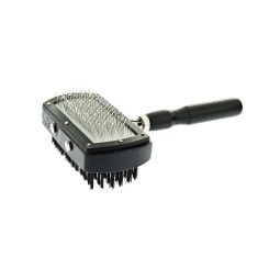 Brosse double en bois à picots grossiers – Outil de toilettage pour animaux – Plastique et fer – Élimine les poils, les nœuds