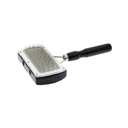 Brosse à poils simple en bois avec embouts – Outil de toilettage pour animaux – Plastique et fer – Élimine les poils et nœuds