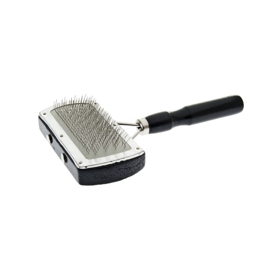 Brosse à poils simple en bois avec embouts – Outil de toilettage pour animaux – Plastique et fer – Élimine les poils et nœuds
