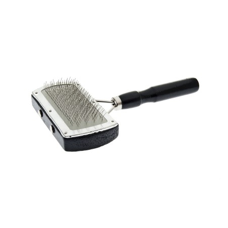 Brosse à poils simple en bois avec embouts – Outil de toilettage pour animaux – Plastique et fer – Élimine les poils et nœuds