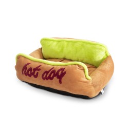 Panier pour chien Hot-Dog – Design confortable et amusant pour chiens et chats – Matériau en polyester doux – 68 x 50 x 20 cm
