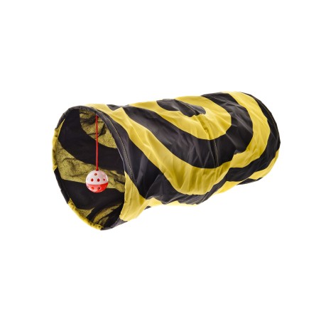 Tunnel Fluo Pet Toy – Jeu interactif avec balle suspendue – Design jaune et noir – Polyester durable