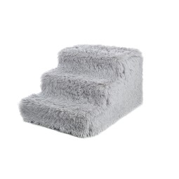 Escalier gris Nuvoletta – Marches confortables pour animaux – Standard – 50 x 40 x 30 cm / Polyester et mousse