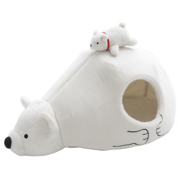 Panier pour animaux White Bear Igloo – Design fermé en polyester confortable pour plus de confort et de sécurité