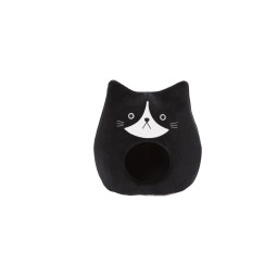 Lit pour chat noir igloo – Nid fermé en polyester doux pour plus de confort et de sécurité – 38 x 44 x 40 cm