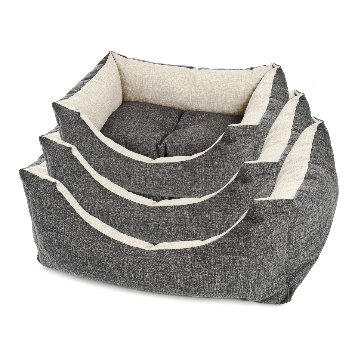Cool Grey Dogbeds 3 – Paniers pour animaux en polyester et coton – Ensemble de 3 lits portables pour le confort et la détente