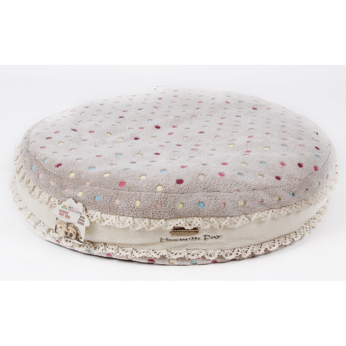 Macarons moelleux 3 pièces – Paniers en polyester pour animaux de compagnie, confort et détente – Coussins ronds portables
