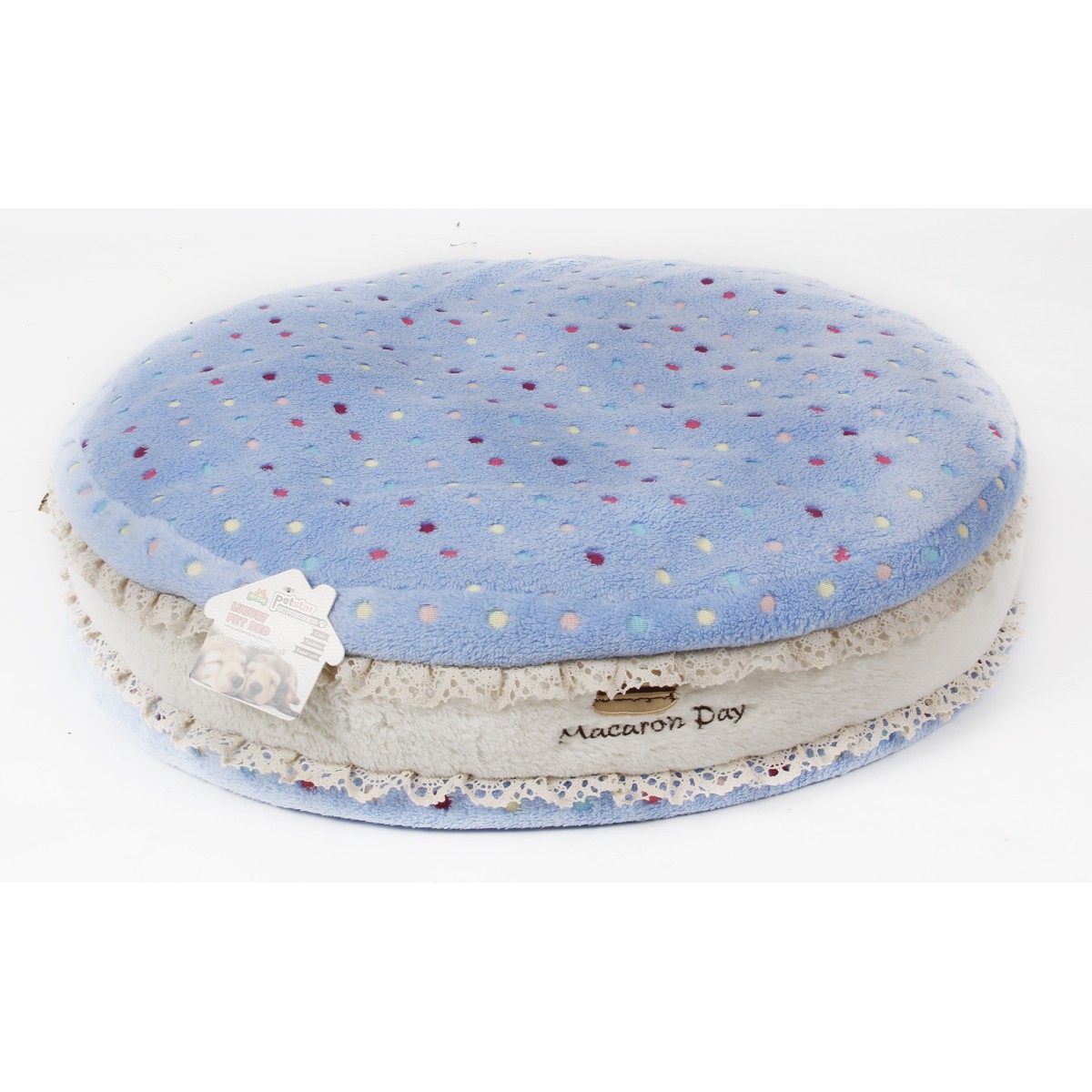 Macarons moelleux 3 pièces – Paniers en polyester pour animaux de compagnie, confort et détente – Coussins ronds portables