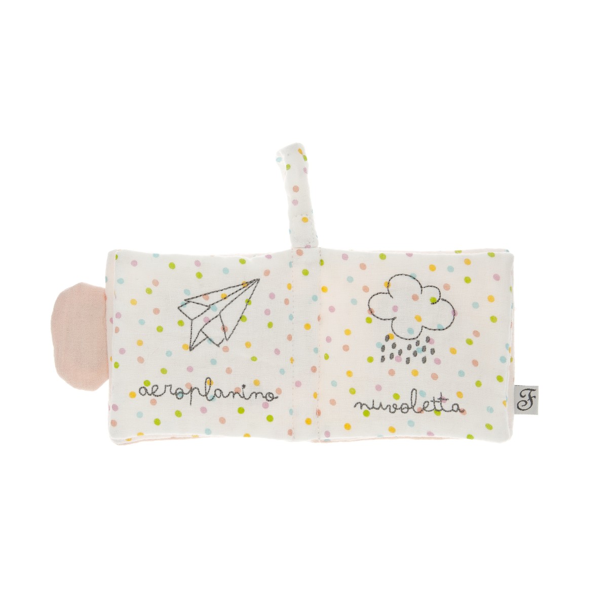 Livret de jouets - Jouet interactif en tissu doux - Pois colorés - 10 x 10 x 2 cm