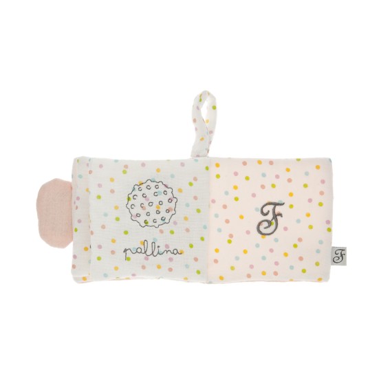 Livret de jouets - Jouet interactif en tissu doux - Pois colorés - 10 x 10 x 2 cm