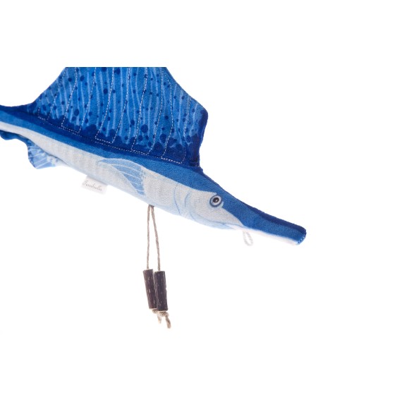 Jouet pour chat Matatabi Sailfish - Jouet interactif à mâcher et à jouer - Matatabi et polyester - 30 x 11 x 2 cm