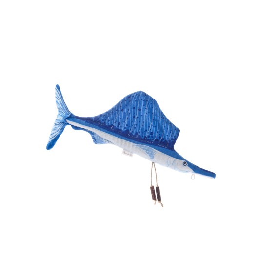 Jouet pour chat Matatabi Sailfish - Jouet interactif à mâcher et à jouer - Matatabi et polyester - 30 x 11 x 2 cm