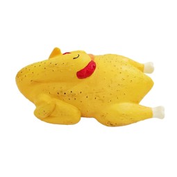 Poulets cuits au four en latex - Jouet à mâcher amusant et couineur - Latex durable - 10 x 9 x 9 cm