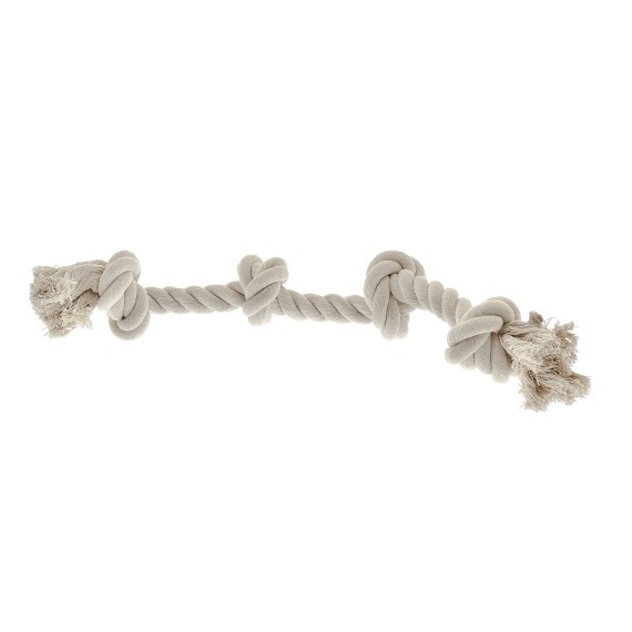 Coton dentaire 4 nœuds - Mâcher et soins dentaires - Coton naturel - 64 cm