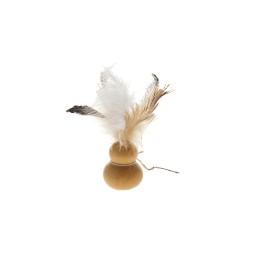 Jeu de Citrouille Bio - Jouet Plume Teaser - Bois Naturel & Plumes - Ø4,5 x 10 cm