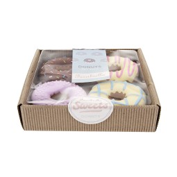 Jouets pour animaux en latex Donuts - Motif à mâcher coloré - Lot de 4 - 11 cm