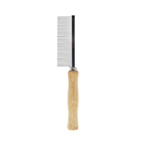 Peigne anti-tiques – Peigne en acier avec manche en bois – Accessoire de toilettage pour animaux - PTT1000B-P