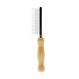 Peigne à ampoules avec 37 broches alternées – Outil d'extraction de tiques – Manche en acier et bois - PTT1028B-P