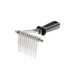 Râteau coupe-nœuds – Outil démêlant 10 lames – Acier et plastique – Toilettage professionnel pour animaux - PTT3518B-P