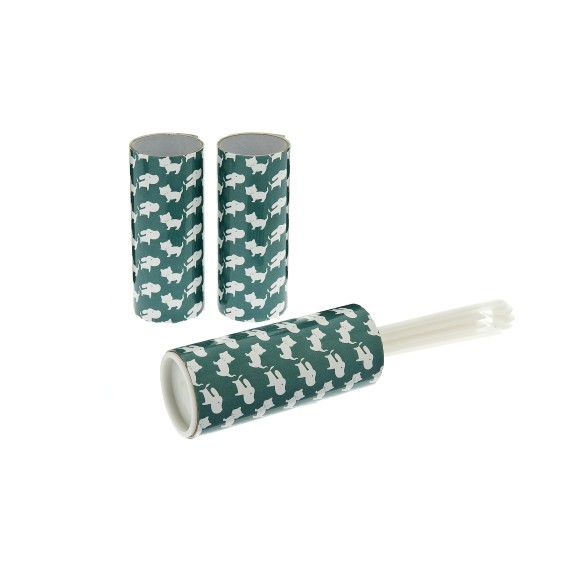 Brosse ramasse-poils avec rouleaux – Élimine les poils d'animaux pour surfaces et vêtements – Support en plastique - PTTS29-P