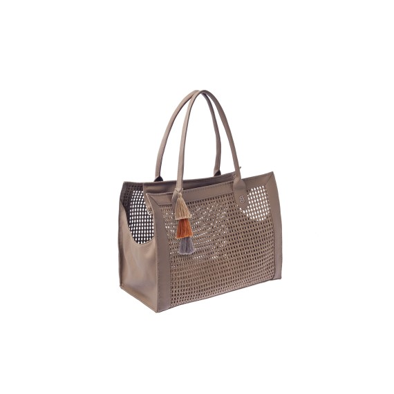 Sac de transport Belle – Avec laisse intérieure – PVC, similicuir et coton – 40x30x20 cm - T1177-P